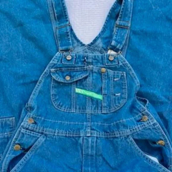 VTG KEY Bib Imperial Denim Jean Overall Men's Size 34 x 30 Blue - Picture 5 of 15